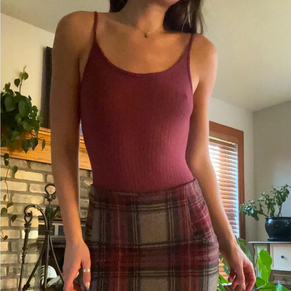 BDG Scoop Back Maroon Bodysuit
